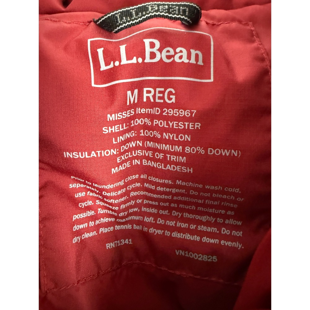 L.L. Bean DownTek Down Puffer Jacket Womens L Red Zipper Pockets Gorpcore - Picture 3 of 12